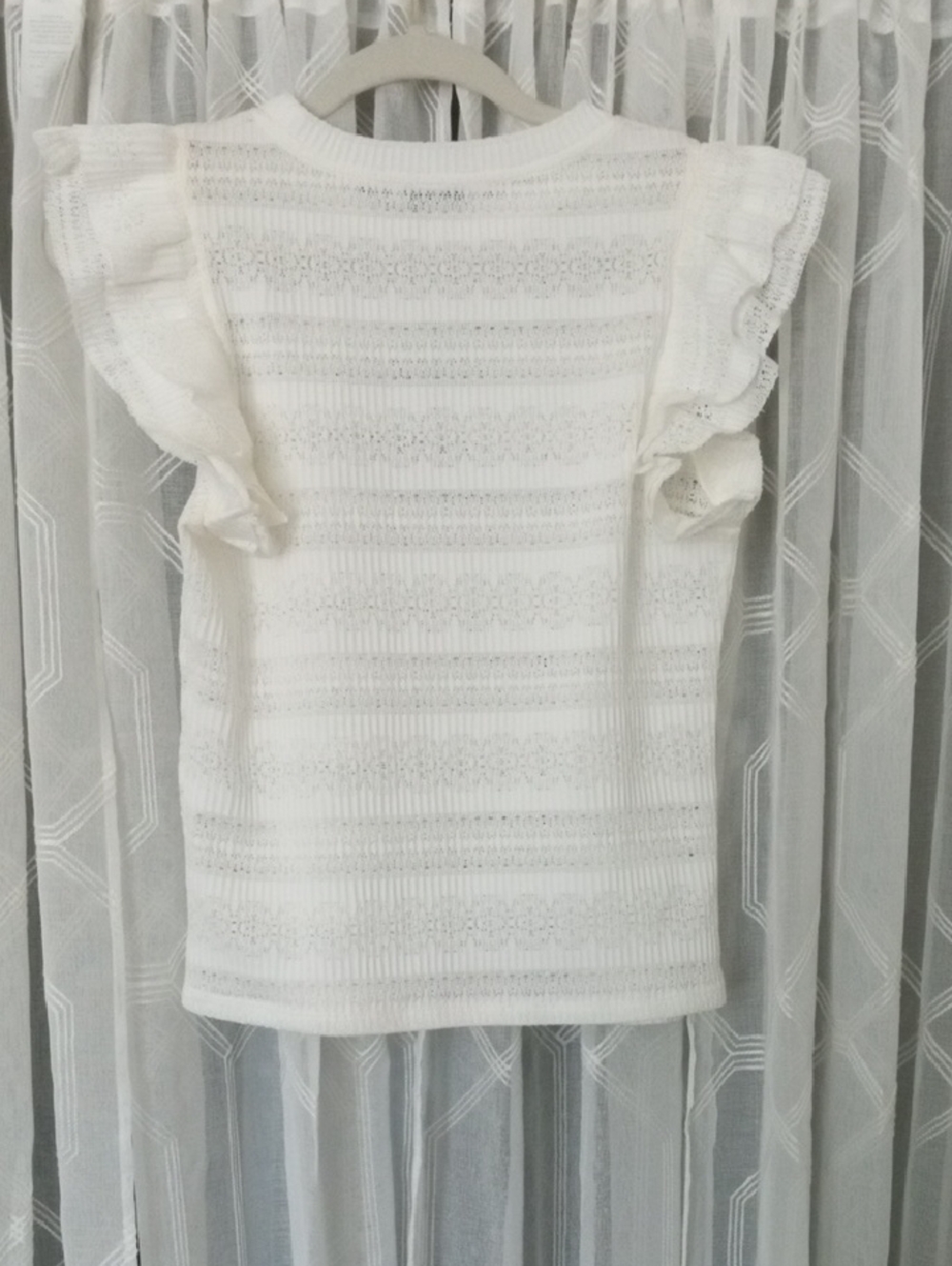 Marc New York Jeans NWT White Ruffle Sleeve Stretch Lace Tank Size S - Picture 4 of 13